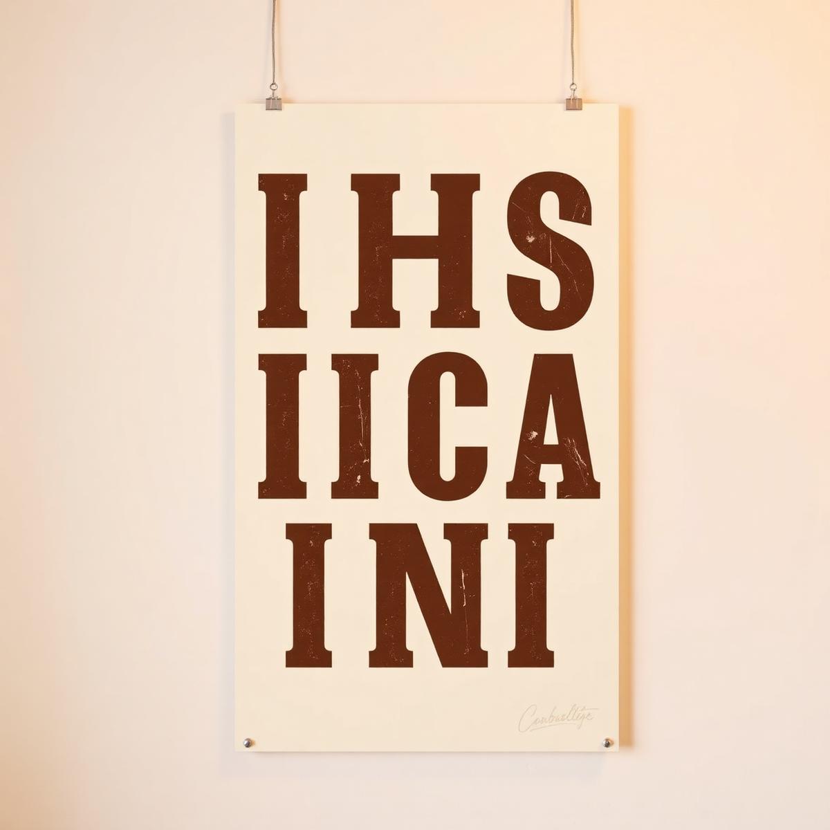 Hanging poster set in bold wood-type letterforms