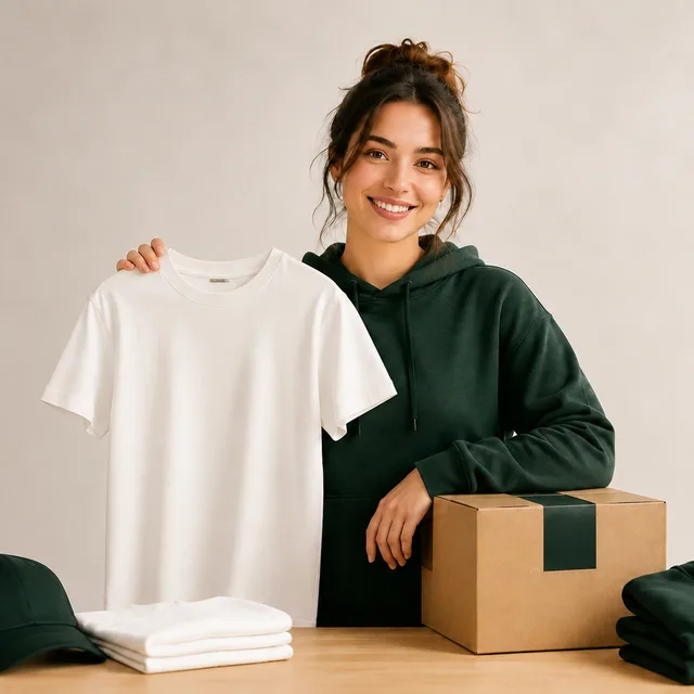 Blank tee and packed order