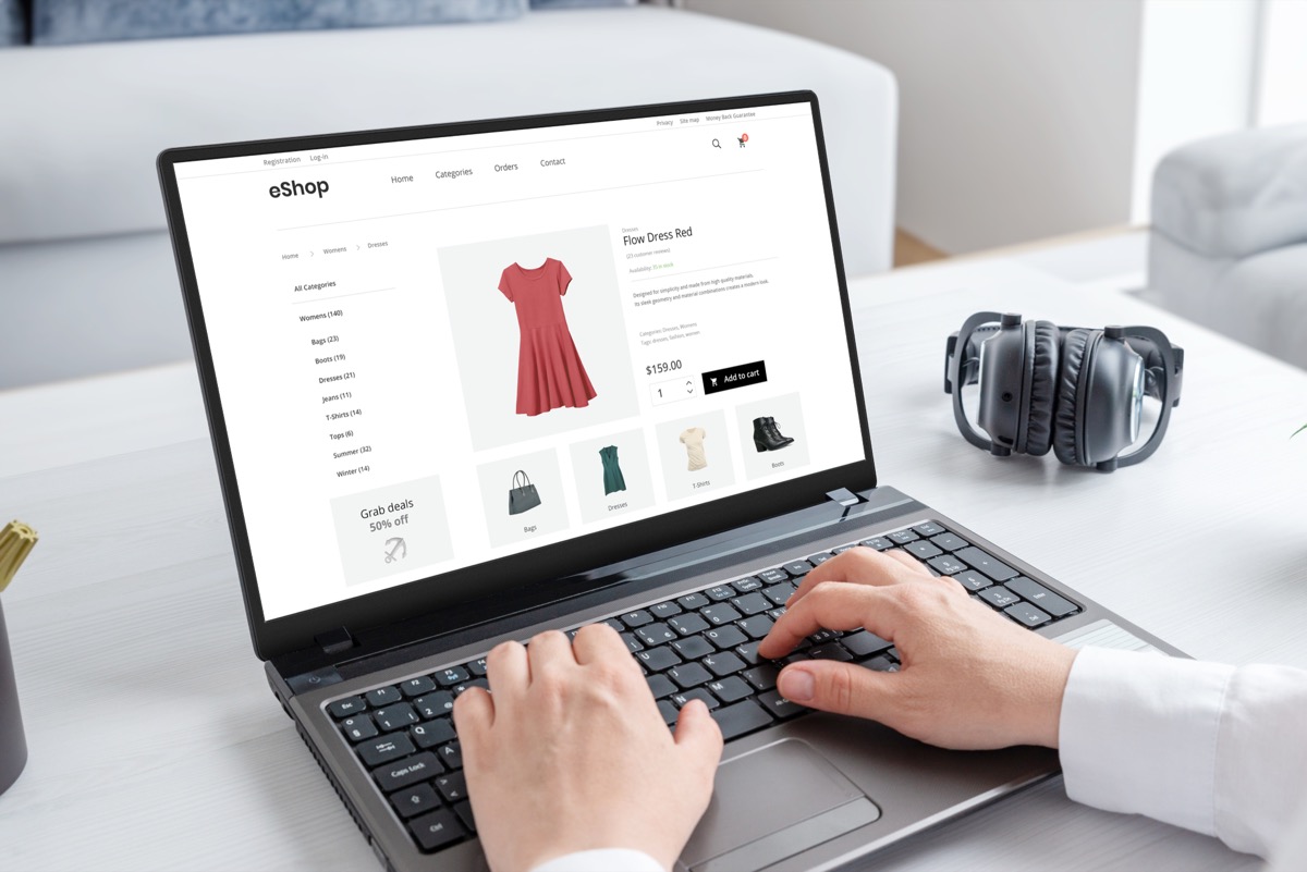 A Shopify storefront shown on a laptop